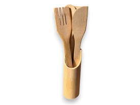 Set 4 utensilios ecologicos de bambu